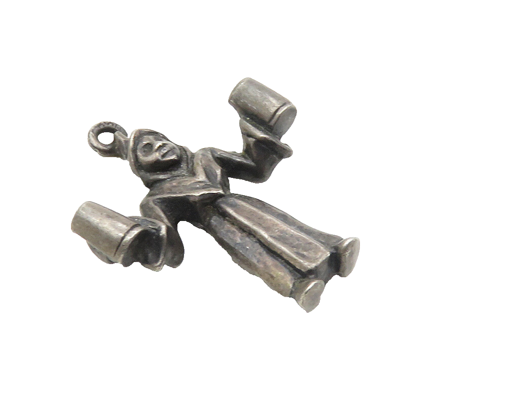 925 Sterling Silver  Vintage Cloaked Figure Holding Cups Pendant  PT7187
