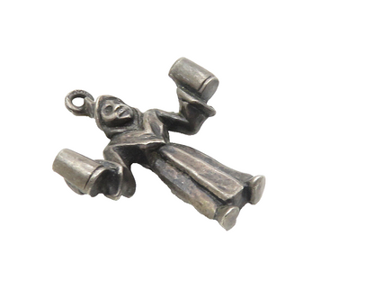 925 Sterling Silver  Vintage Cloaked Figure Holding Cups Pendant  PT7187