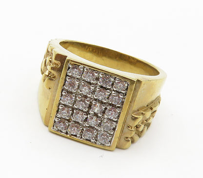 925 Sterling Silver  Cubic Zirconia Gold Plated Shiny Band Ring Sz 10  RG15428