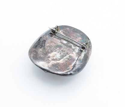 BAT AMI 925 Sterling Silver  Vintage Dark Tone Cowboy Hat Brooch Pin  BP2519