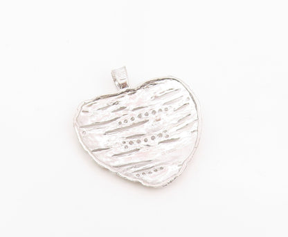 925 Sterling Silver Vintage Pendant CZ Modernist Wire Wrapped Love Heart PT25687