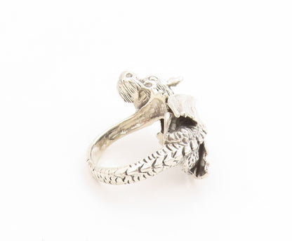 925 Sterling Silver Vintage Ring Textured Gothic Dragon Band  Sz 5  RG34045