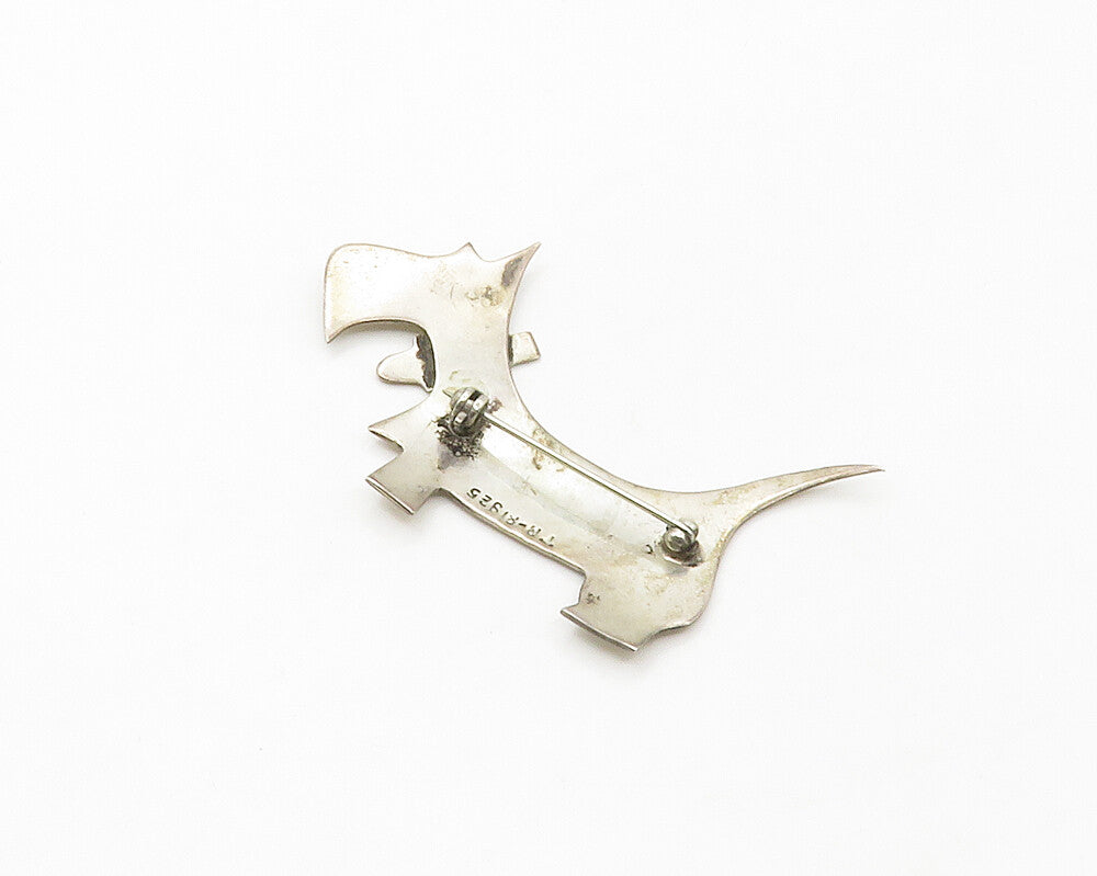 MEXICO 925 Sterling Silver  Vintage Shiny Smooth Dog Motif Brooch Pin  BP6656