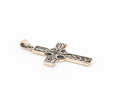 925 Sterling Silver Vintage Pendant Classic Celtic Knotwork Cross Charm  PT26582
