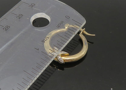925 Silver   Vintage Shiny Genuine Diamond Gold Plated Hoop Earrings  EG10983