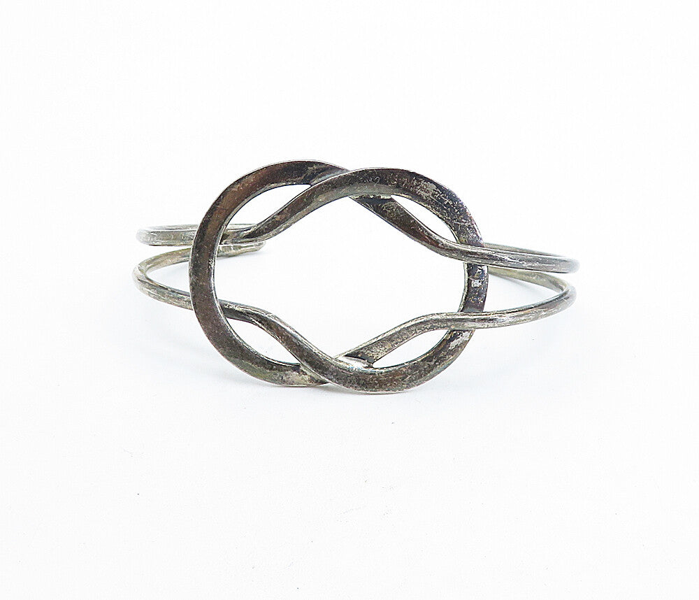 MEXICO 925 Sterling Silver  Vintage Dark Tone Split Shank Cuff Bracelet BT2048
