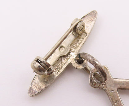 925 Sterling Silver  Vintage Shiny Diamond Cut Jesus Brooch Pin  BP8584