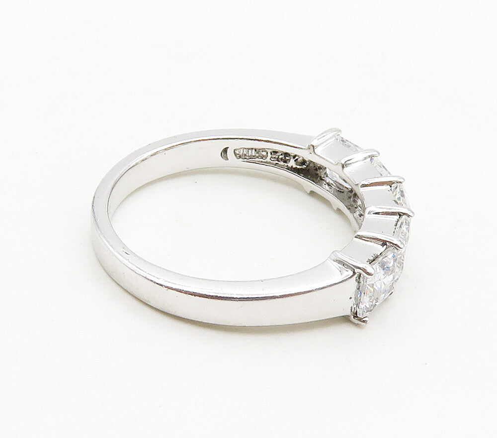 925 Sterling Silver  Sparkling Cubic Zirconia 5 Stone Band Ring Sz 8  RG15715