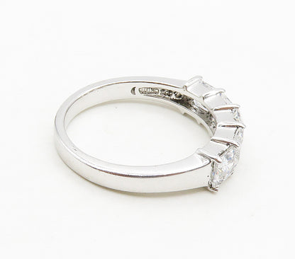 925 Sterling Silver  Sparkling Cubic Zirconia 5 Stone Band Ring Sz 8  RG15715