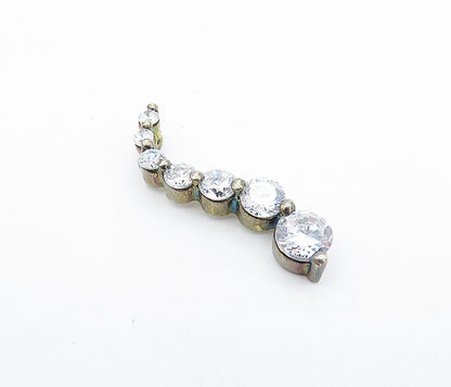 925 Sterling Silver  Vintage Sparkling Graduated Cubic Zirconia Pendant PT2995