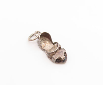 925 Sterling Silver  Vintage Dark Tone Petite Sandal Shoe Pendant  PT17900