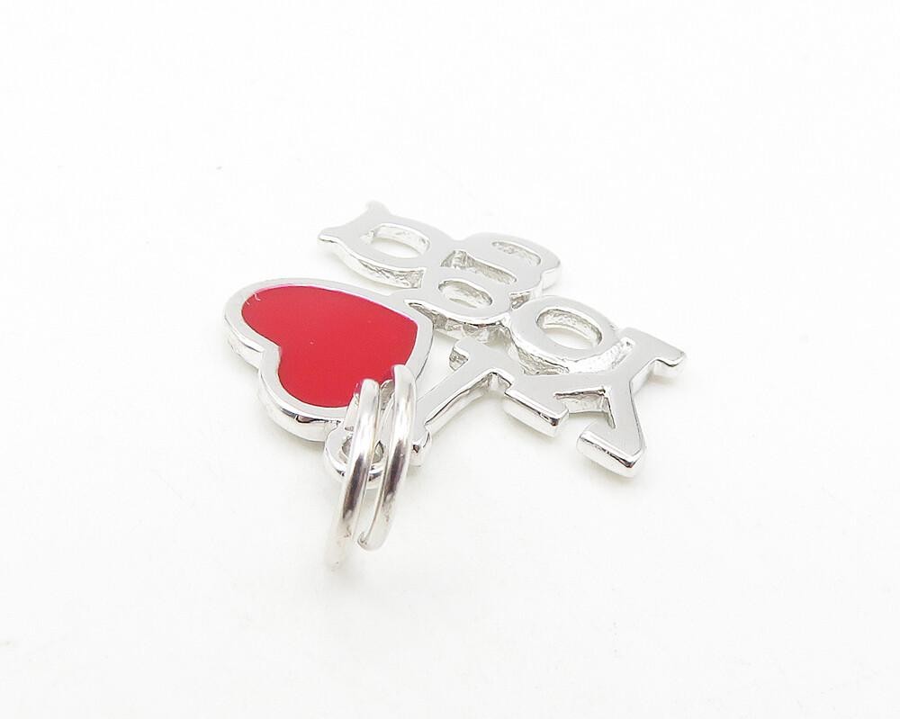 925 Sterling Silver  Enamel Detail I Love Yoga Shiny Drop Pendant  PT9276