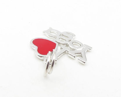 925 Sterling Silver  Enamel Detail I Love Yoga Shiny Drop Pendant  PT9276