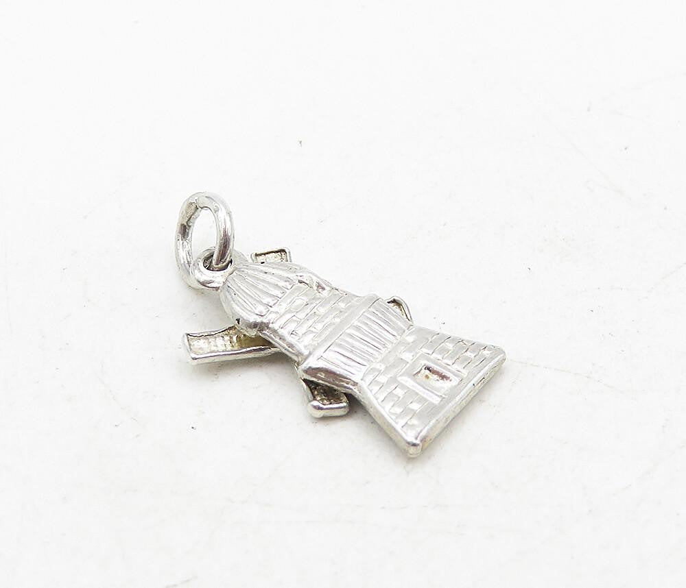 925 Sterling Silver  Vintage Shiny Petite Wind Mill Motif Drop Pendant  PT6839