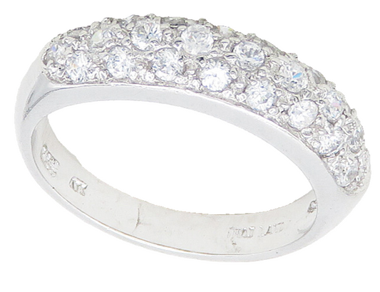 925 Sterling Silver  Sparkling Cubic Zirconia Dome Band Ring Sz 7  RG15610