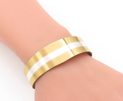 LILLIAN VERNON 925 Sterling Silver  Vintage Shiny 3 Tone Cuff Bracelet  BT1714