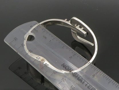 MEXICO 925 Sterling Silver  Vintage Black Onyx Striped Bangle Bracelet  BT1381