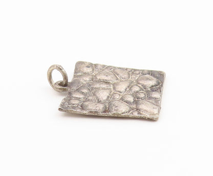 925 Sterling Silver Vintage Pendant Textured Two Tone Grandma Charm  PT26564