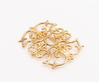 925 Sterling Silver Vintage Brooch Pin Gold Plated Symmetric Design  BP11105