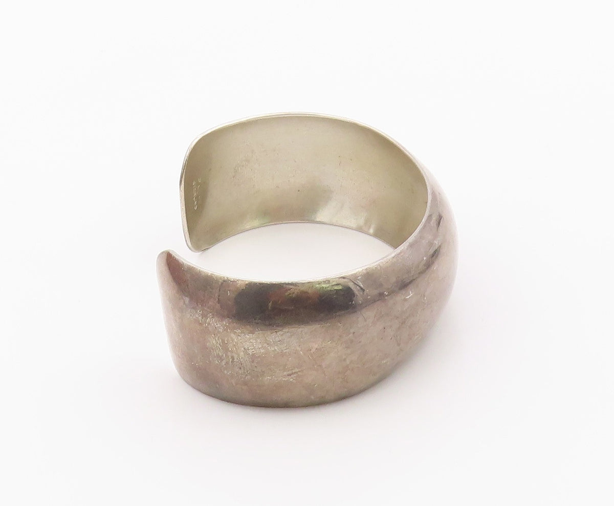 925 Sterling Silver Vintage Bracelet CAROL FELLEY Minimalist Wide Cuff  BT12131