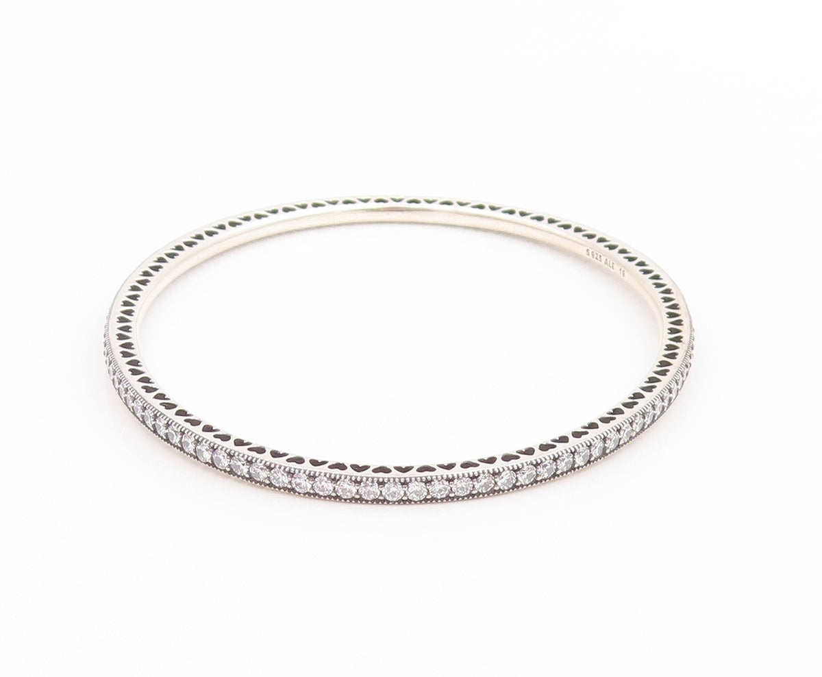 925 Sterling Silver Vintage Bracelet PANDORA CZ Elegant Eternity Bangle  BT11767