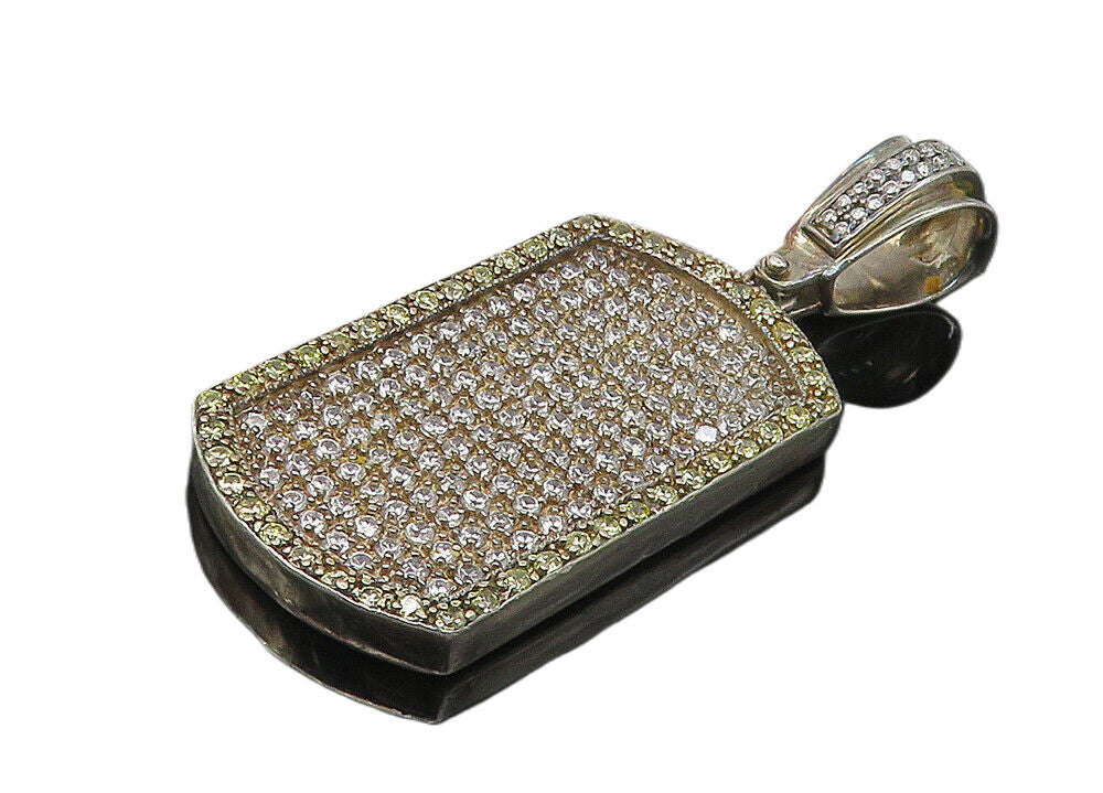 925 Sterling Silver  Vintage Cubic Zirconia Encrusted Cutout Pendant  PT8813