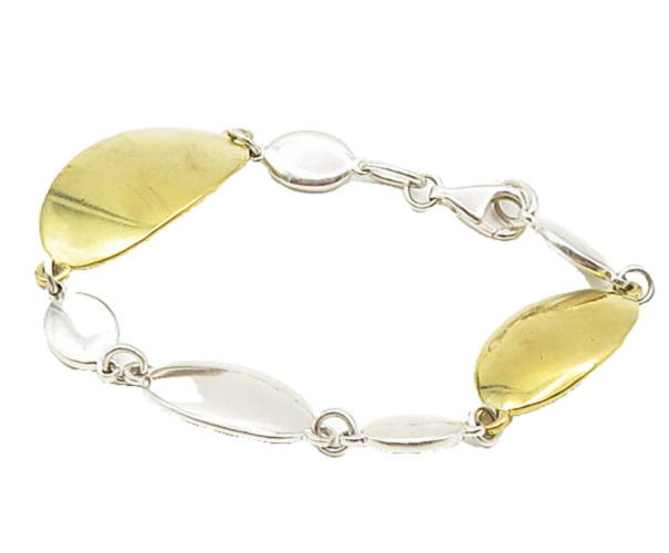 RLM STUDIO 925 Sterling Silver  2 Tone Smooth Oval Link Chain Bracelet  BT4015