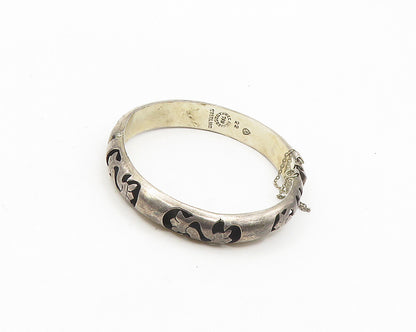 TPN MEXICO 925 Silver  Vintage Cutout Floral Pattern Bangle Bracelet  BT7449