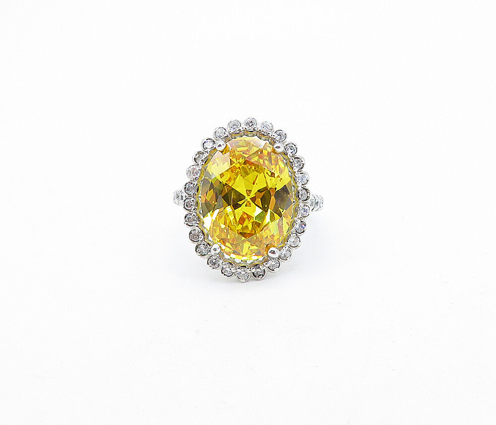 925 Sterling Silver  Victorian Cubic Zirconia Cocktail Ring Sz 6.5  RG5694