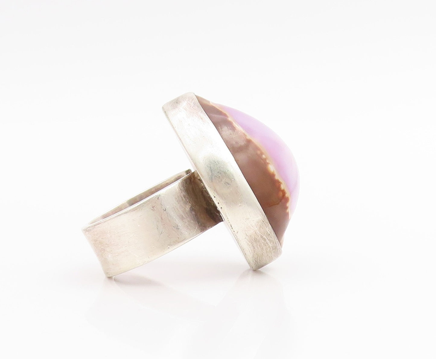 925 Sterling Silver Vintage Ring Oval Cowrie Shell Statement Band  Sz 7  RG33888