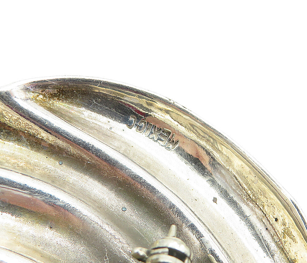 MEXICO 925 Sterling Silver  Vintage Two Tone Fluted Swirl Brooch Pin  BP1669