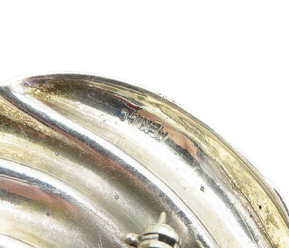 MEXICO 925 Sterling Silver  Vintage Two Tone Fluted Swirl Brooch Pin  BP1669