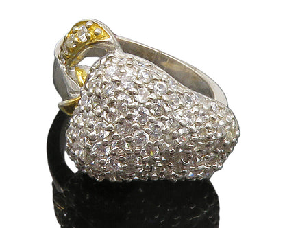 925 Sterling Silver  Cubic Zirconia 2 Tone Fruit Cocktail Ring Sz 6  RG13780
