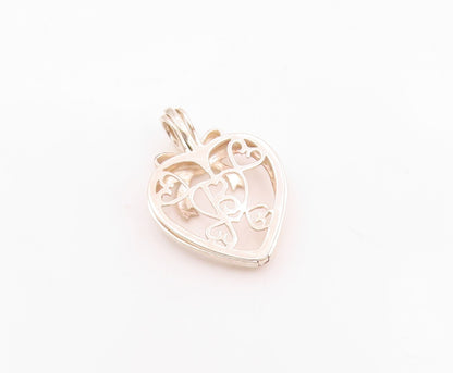 925 Silver  Vintage Genuine Diamonds Love Heart Pendant (OPENS)  PT17021