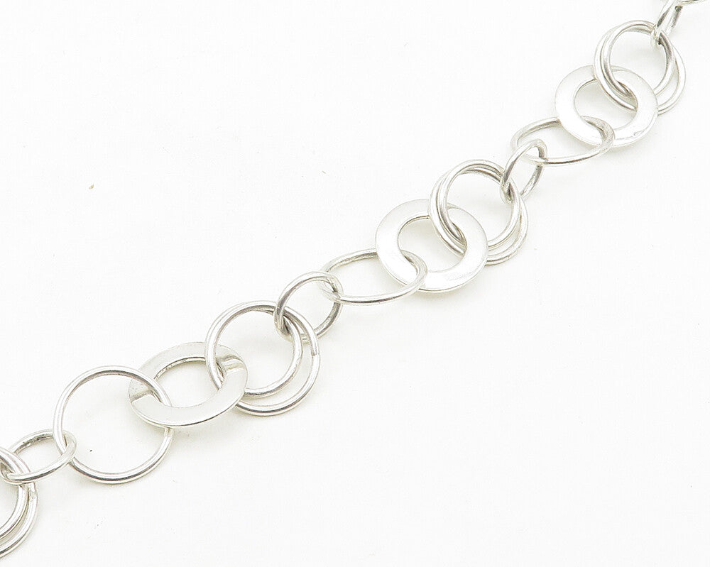 DAVID SIGAL 925 Sterling Silver Vintage Open Circle Link Chain Necklace  NE2811