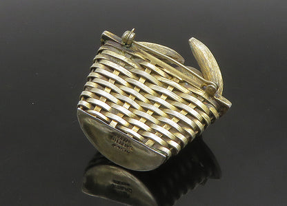 JANNA MEXICO 925 Sterling Silver  Vintage Shiny Fruit Basket Brooch Pin BP9134