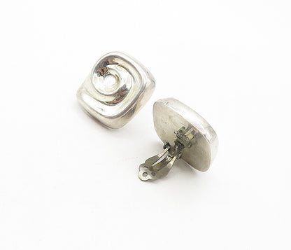 MEXICO 925 Sterling Silver  Vintage Square Spiral Non Pierce Earrings  EG3835