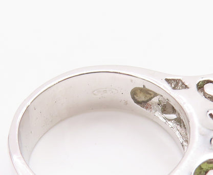 925 Sterling Silver Vintage Ring Square Cut Peridot Band  Sz 8  RG32523