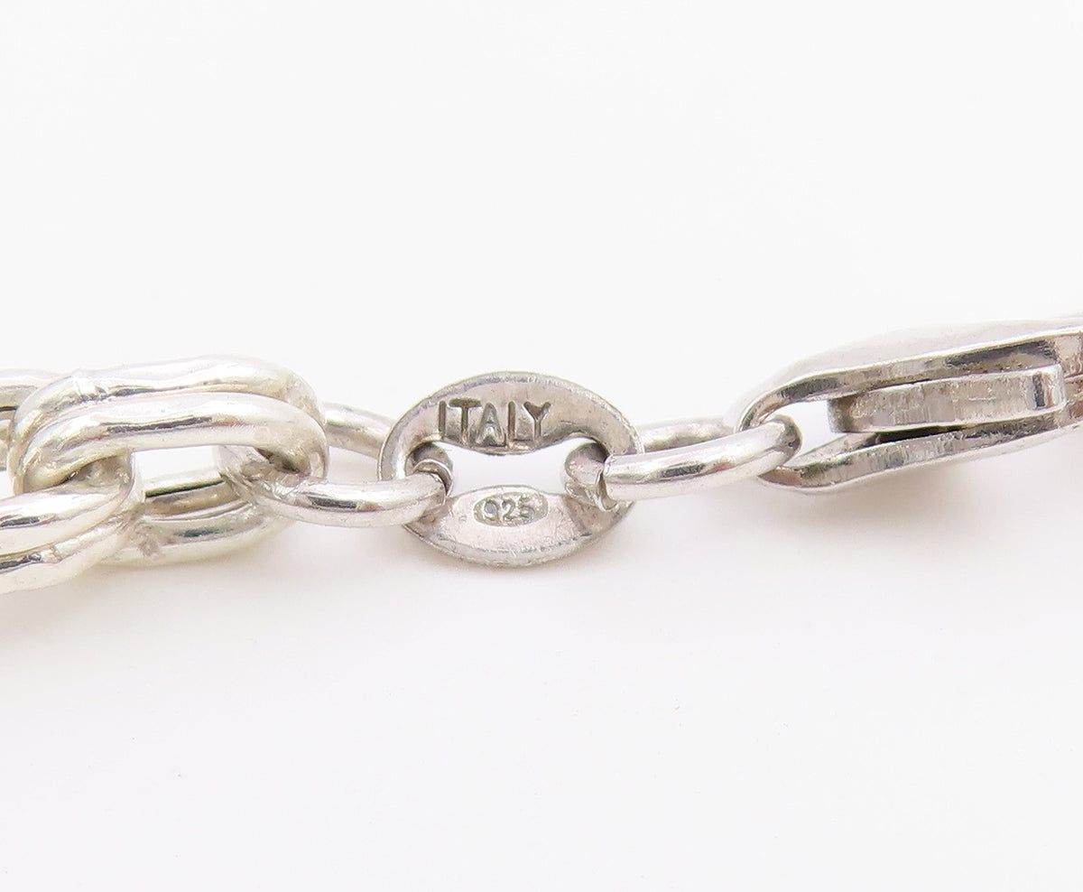 925 Sterling Silver Vintage Necklace Modernist Two Tone Byzantine Link  NE4884