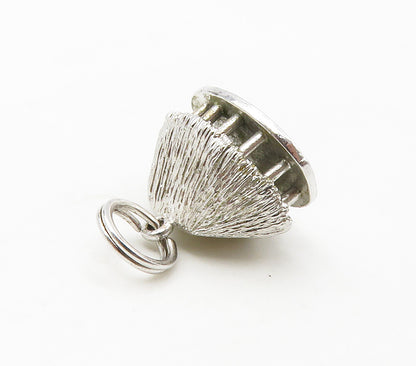 925 Sterling Silver  Vintage Shiny Petite Island Hut Motif Pendant  PT13075