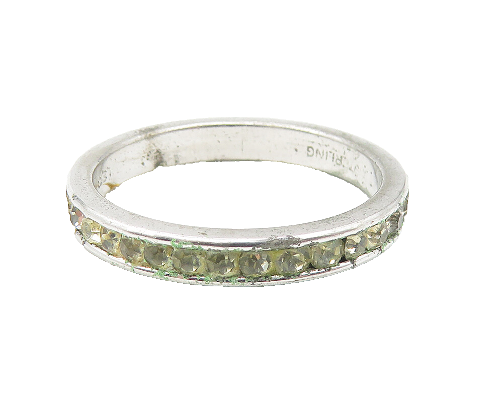 925 Sterling Silver  Round Cut Topaz Shiny Eternity Band Ring Sz 6  RG11185