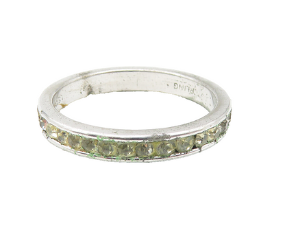 925 Sterling Silver  Round Cut Topaz Shiny Eternity Band Ring Sz 6  RG11185