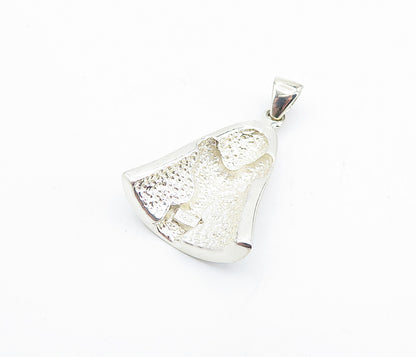 925 Sterling Silver  Shiny Mother Of Pearl Retro Flowers Bell Pendant  PT5825