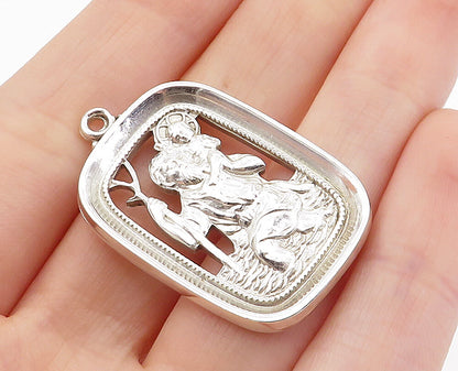 HAYWARD 925 Sterling Silver  Vintage Shiny Saint Christopher Pendant  PT5389