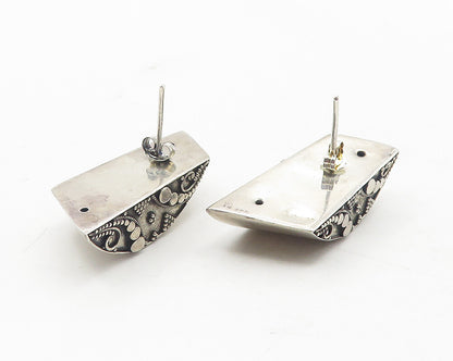 BALI 925 Sterling Silver  Vintage Circle Swirl Patterned Drop Earrings  EG5951