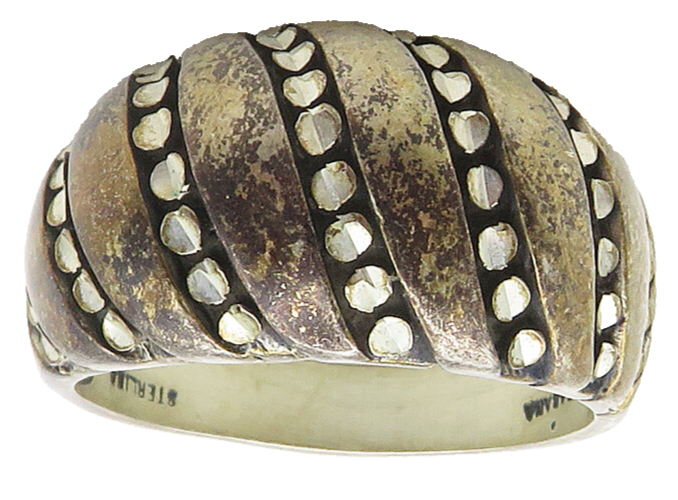 KABANA 925 Sterling Silver  Vintage Patterned Dome Band Ring Sz 10  RG15658