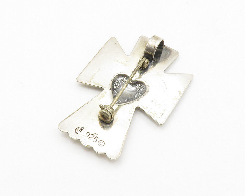 CAROLYN POLLACK RELIOS 925 Silver  Vintage Love Heart Angel Brooch Pin  BP5416