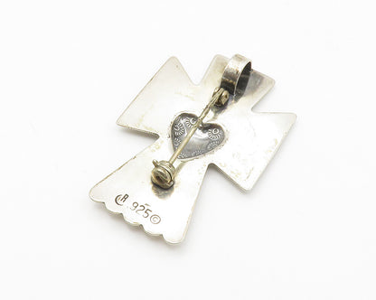 CAROLYN POLLACK RELIOS 925 Silver  Vintage Love Heart Angel Brooch Pin  BP5416