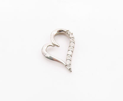 925 Sterling Silver  Genuine Diamonds Open Floral Love Heart Pendant  PT7926