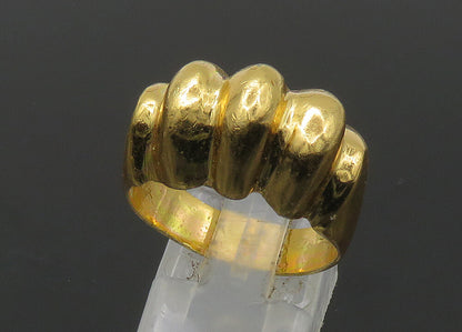MEXICO 925 Silver  Vintage Shiny Gold Plated Fluted Band Ring Sz 10  RG22473